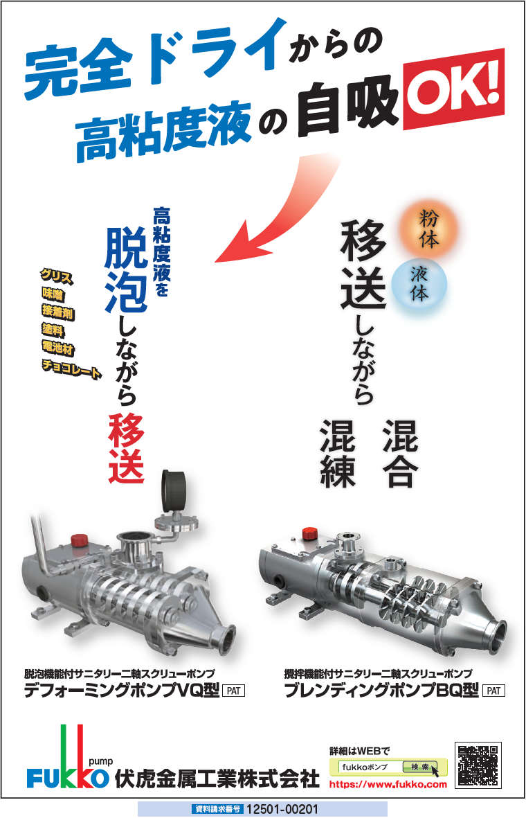 サニタリー二軸スクリューポンプ各種